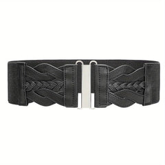 Vintage Braided Wide Elastic Waistband Belt for Women