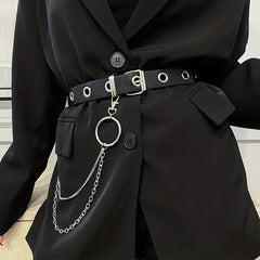 Detachable Chain Tassel Rivet Belt Punk Hip Hop PU Belt Women Vintage Waistband