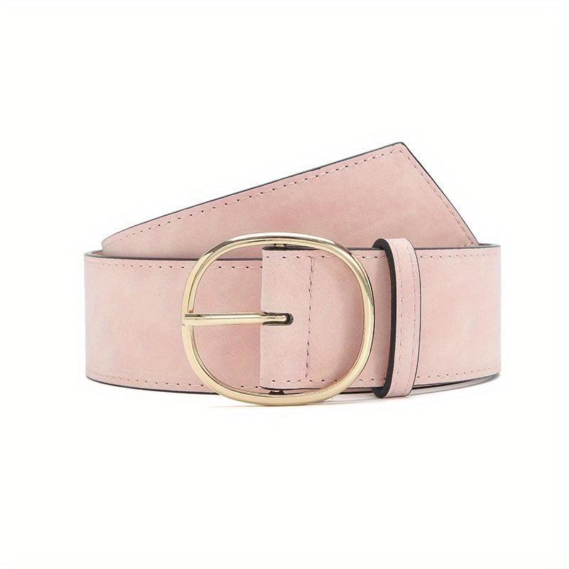 Oval Pin Buckle Wide Belt Vintage Women Coat Dress Belts PU