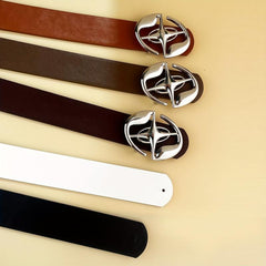 Hollow Out Buckle Belt Stylish Solid PU Belt for Women