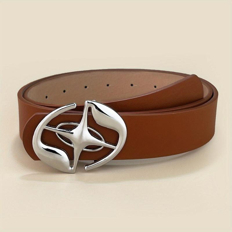 Hollow Out Buckle Belt Stylish Solid PU Belt for Women