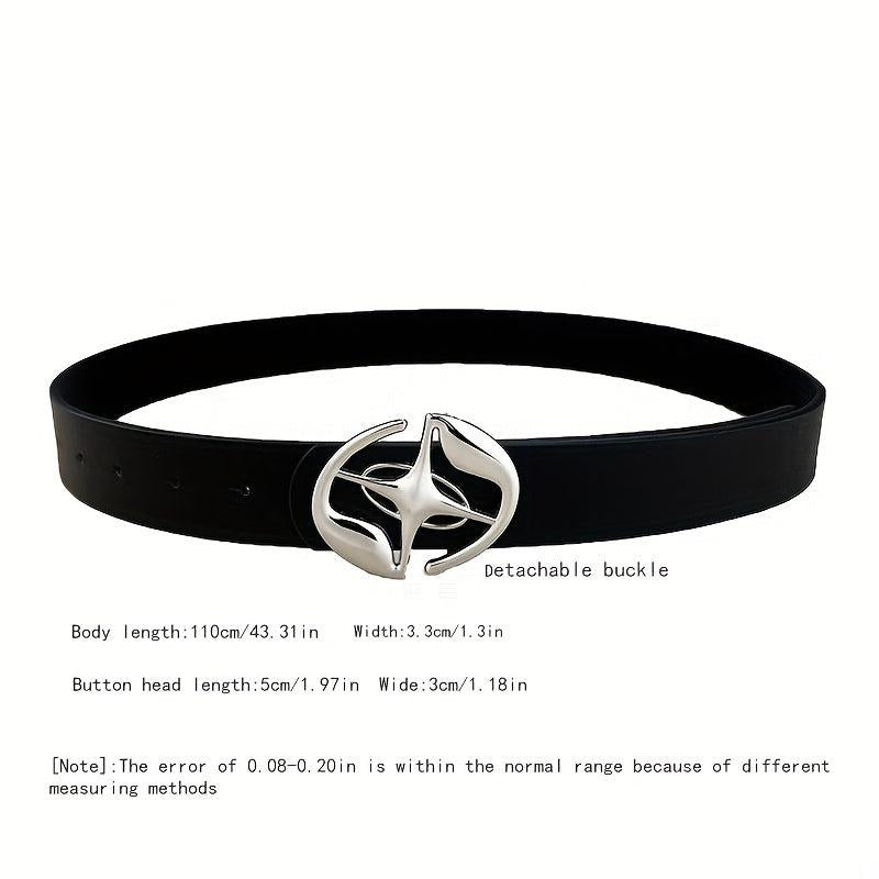Hollow Out Buckle Belt Stylish Solid PU Belt for Women
