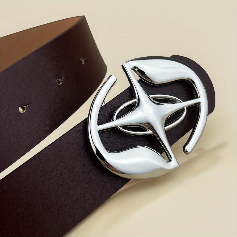 Hollow Out Buckle Belt Stylish Solid PU Belt for Women