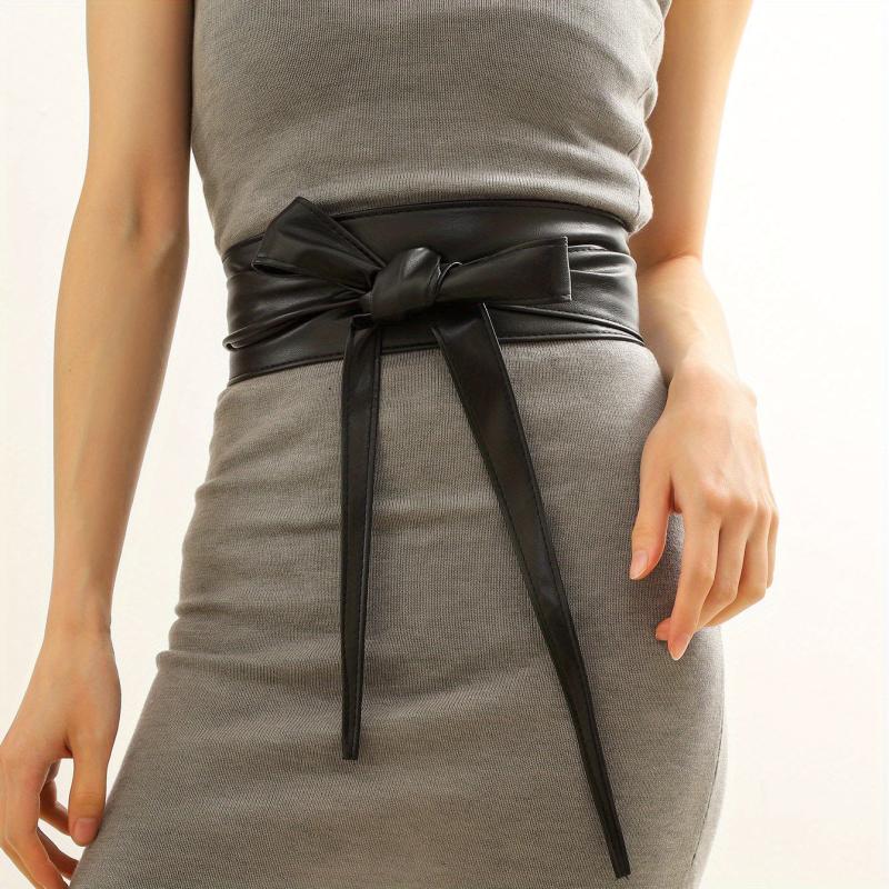 Vintage Bowknot Sash Belt PU Girdle Dress Belts Boho Cinch Waist Band