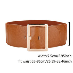 Women's Wide Girdle Waist Belt with Metal Buckle