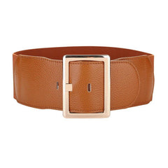 Women's Wide Girdle Waist Belt with Metal Buckle