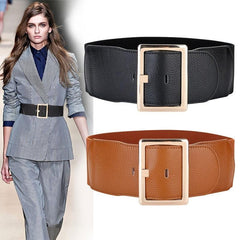 Women's Wide Girdle Waist Belt with Metal Buckle