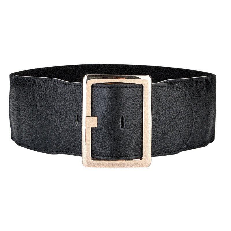 Women's Wide Girdle Waist Belt with Metal Buckle