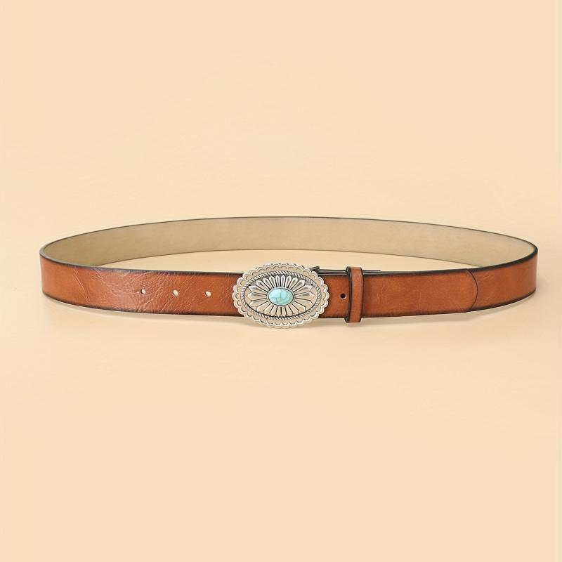  Western Turquoise Buckle Belt Vintage PU Dress Girdle