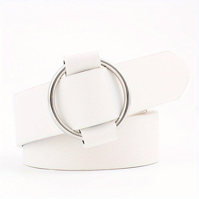 Round Metal Buckle Casual Belts Jeans Pants Wide Belt Women