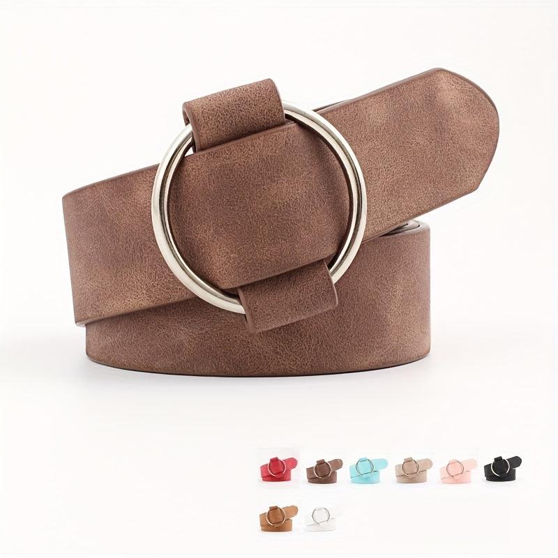 Round Metal Buckle Casual Belts Jeans Pants Wide Belt Women