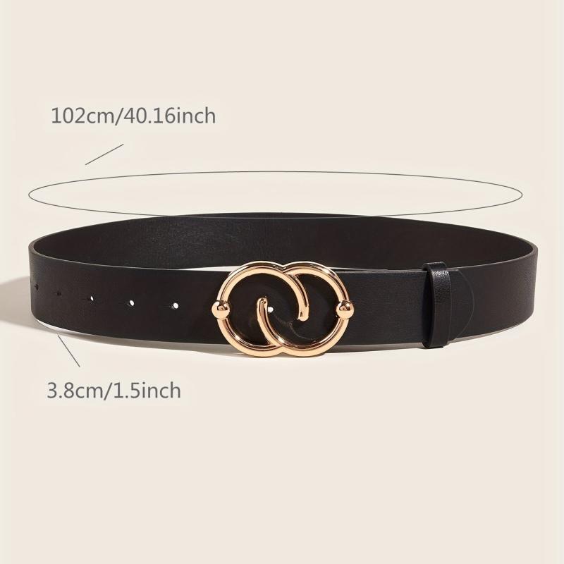 Double Circle Buckle Belt PU Leather Belt For Women