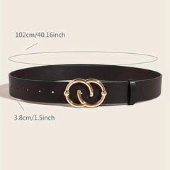 Double Circle Buckle Belt PU Leather Belt For Women