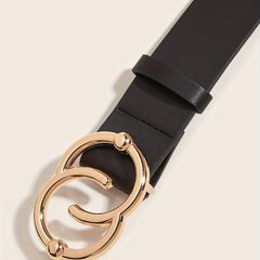 Double Circle Buckle Belt PU Leather Belt For Women