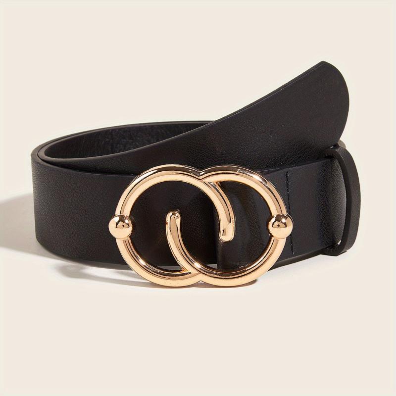 Double Circle Buckle Belt PU Leather Belt For Women