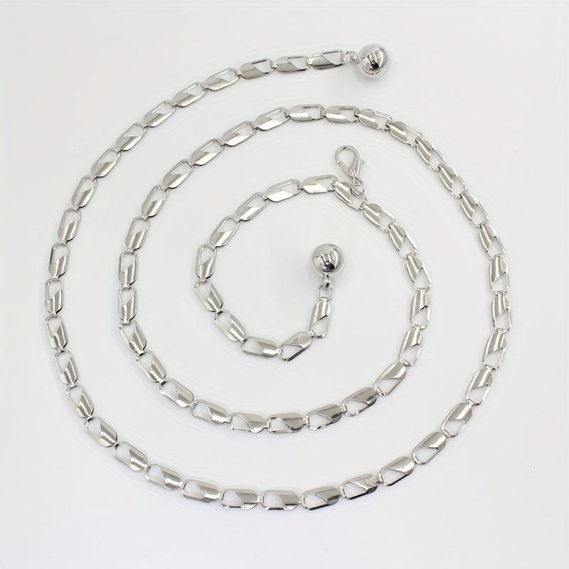 Geometric Hollow Waist Chain Stylish Metal Belt for Women