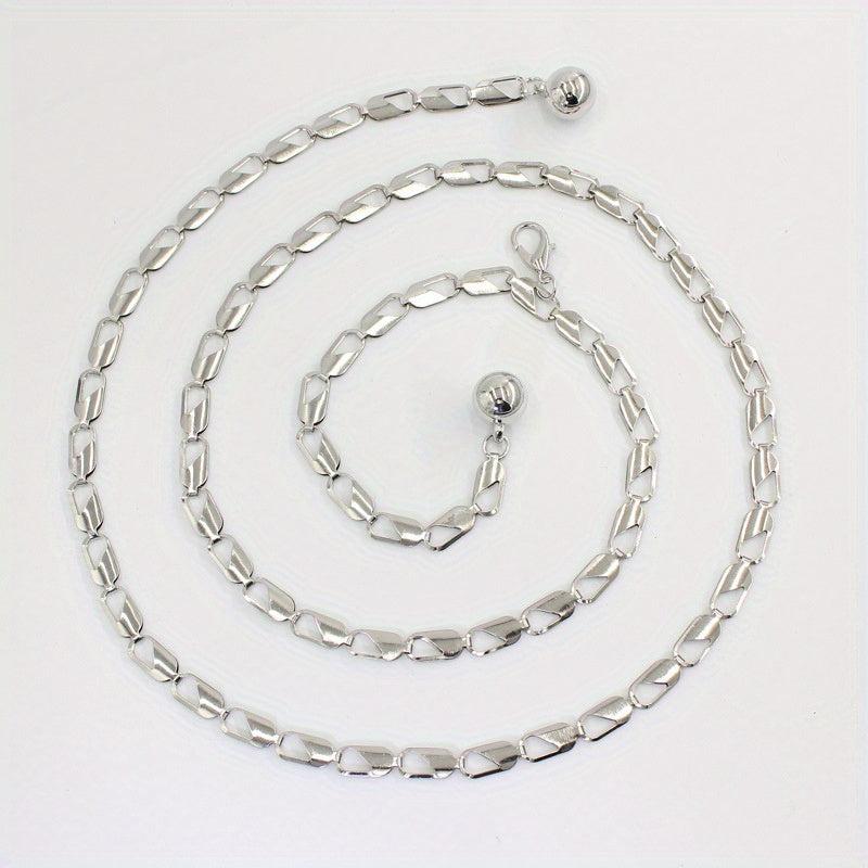 Geometric Hollow Waist Chain Stylish Metal Belt for Women