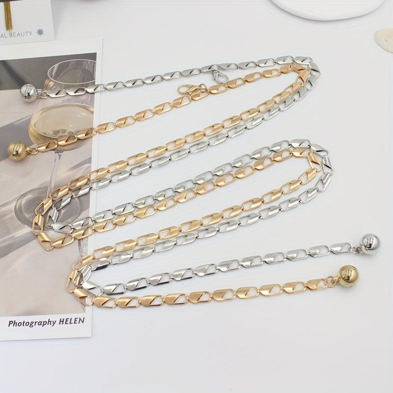 Geometric Hollow Waist Chain Stylish Metal Belt for Women