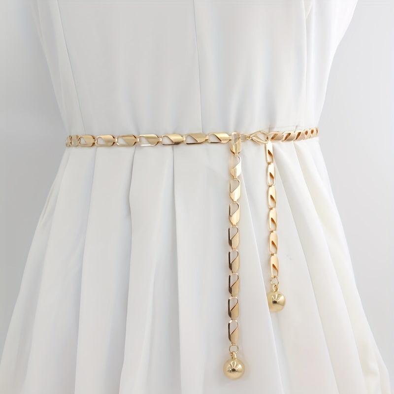 Geometric Hollow Waist Chain Stylish Metal Belt for Women