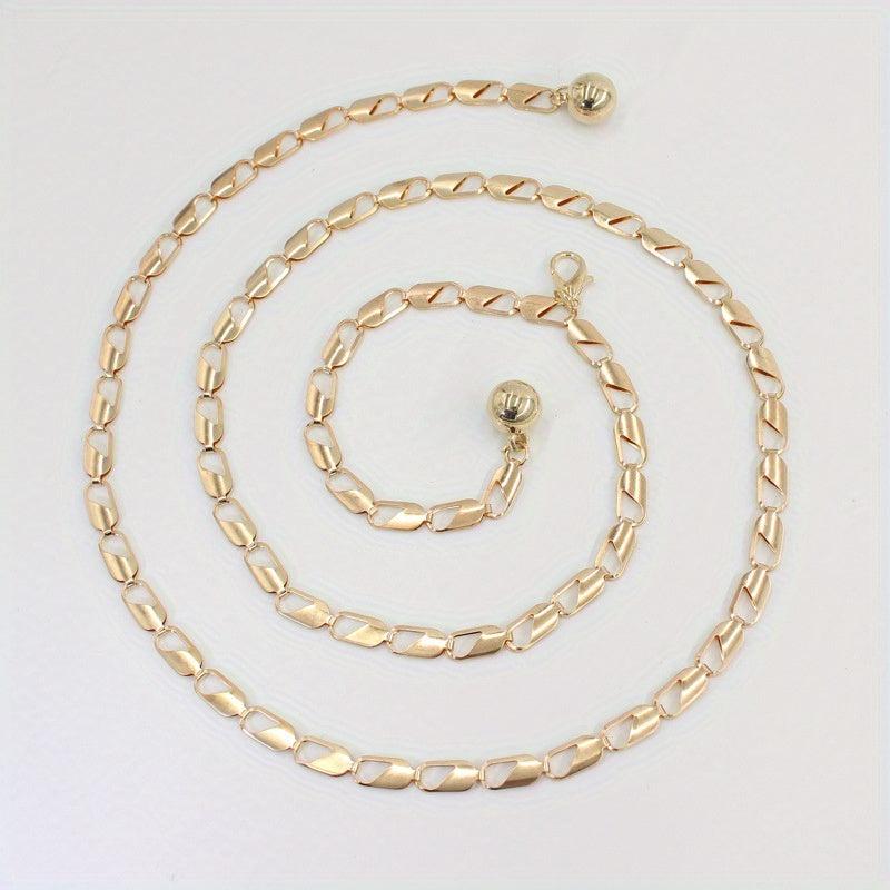 Geometric Hollow Waist Chain Stylish Metal Belt for Women