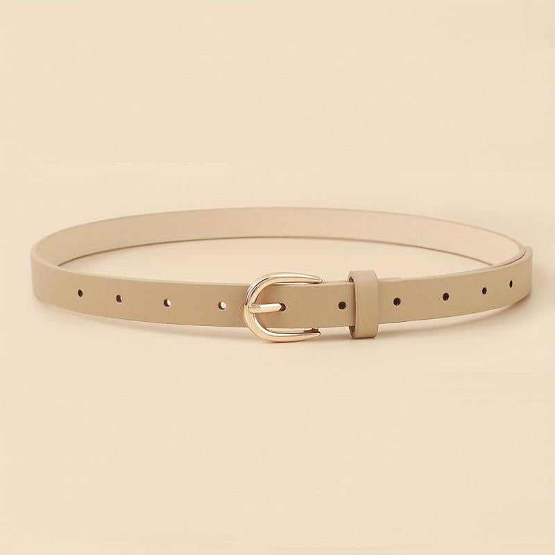 4pcs Oval Pin Buckle PU Belt Casual Jeans Pants Decoration Coat Girdle