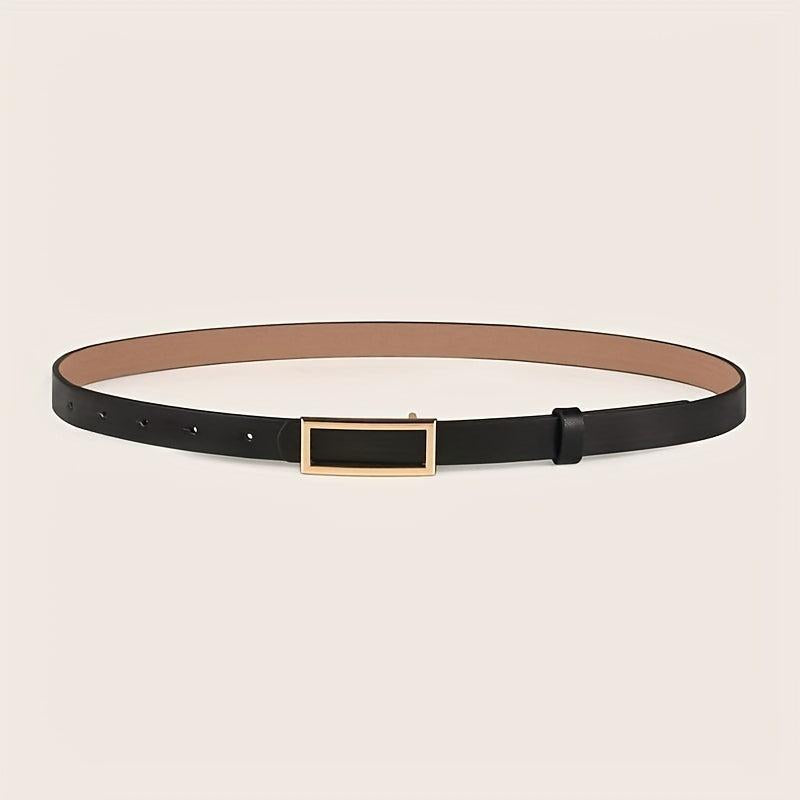 Rectangular Buckle Thin Belt Solid PU Leather Vintage Dress Girdle