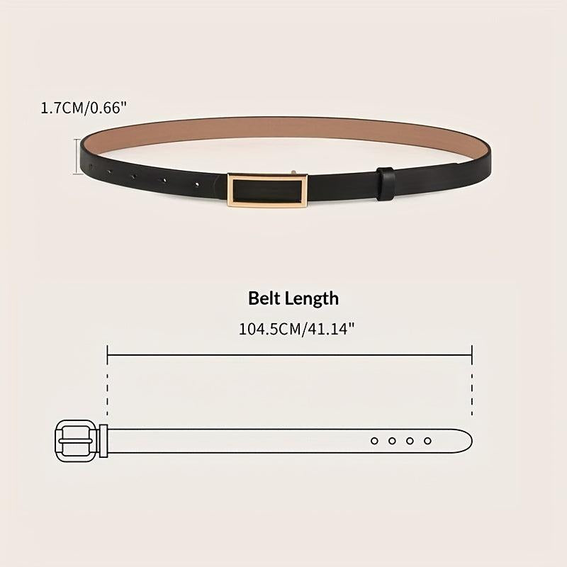 Rectangular Buckle Thin Belt Solid PU Leather Vintage Dress Girdle
