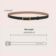 Rectangular Buckle Thin Belt Solid PU Leather Vintage Dress Girdle