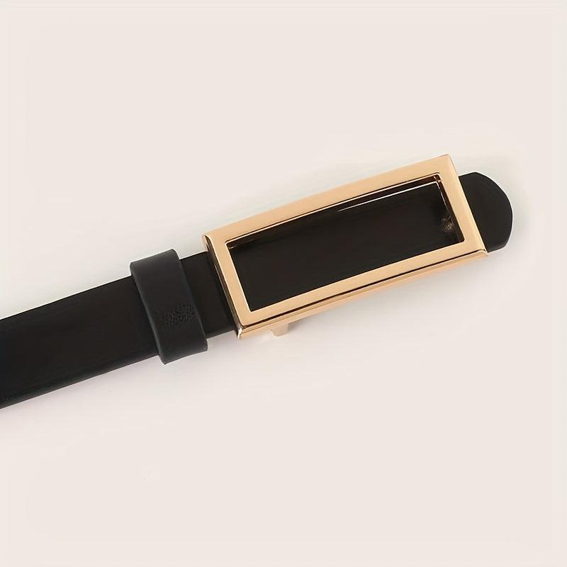 Rectangular Buckle Thin Belt Solid PU Leather Vintage Dress Girdle