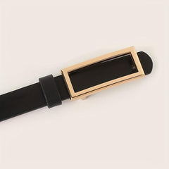 Rectangular Buckle Thin Belt Solid PU Leather Vintage Dress Girdle