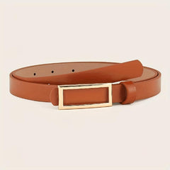 Rectangular Buckle Thin Belt Solid PU Leather Vintage Dress Girdle