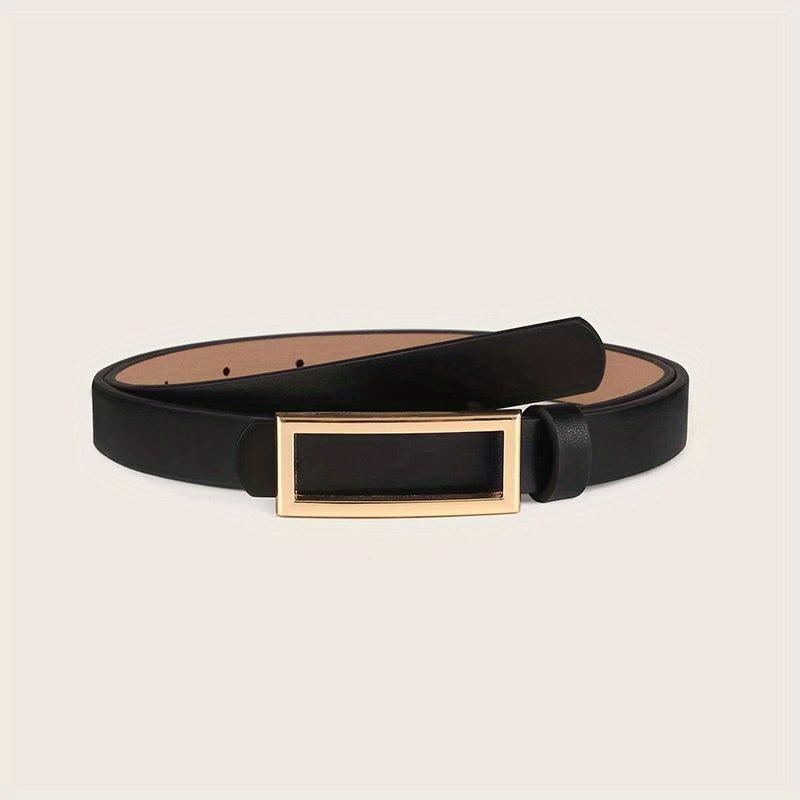 Rectangular Buckle Thin Belt Solid PU Leather Vintage Dress Girdle