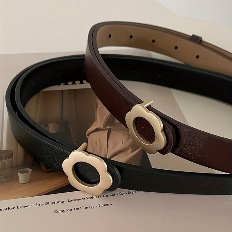 Flower Buckle PU Leather Belt for Women
