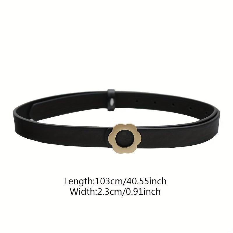 Flower Buckle PU Leather Belt for Women