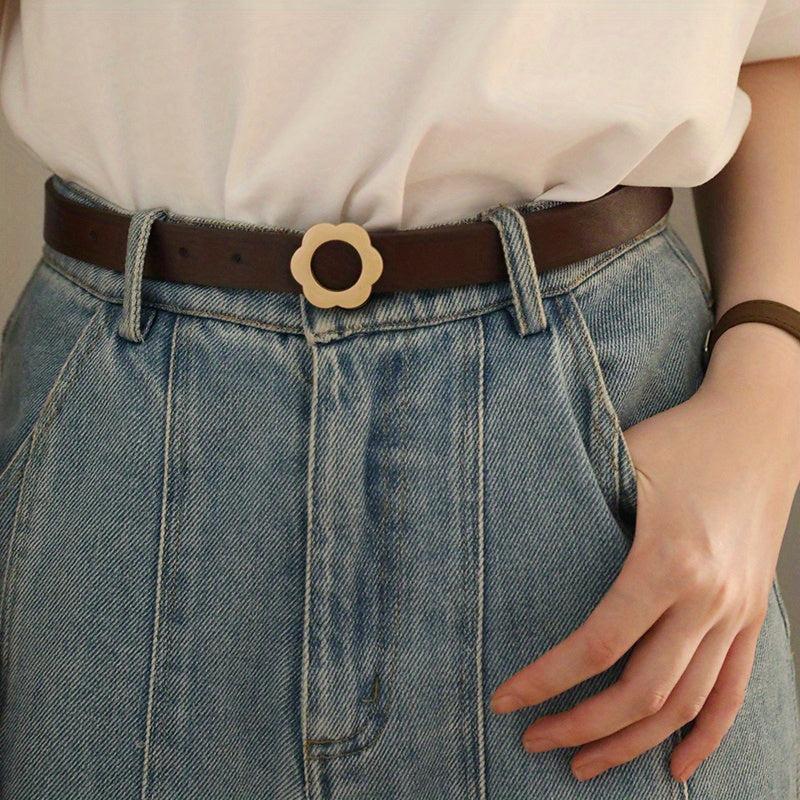 Flower Buckle PU Leather Belt for Women