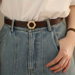 Flower Buckle PU Leather Belt for Women