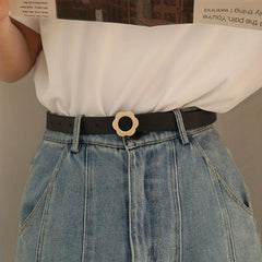 Flower Buckle PU Leather Belt for Women