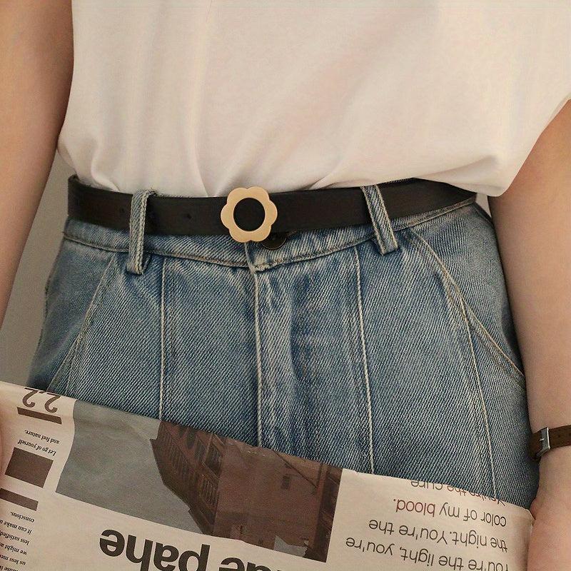 Flower Buckle PU Leather Belt for Women