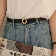 Flower Buckle PU Leather Belt for Women