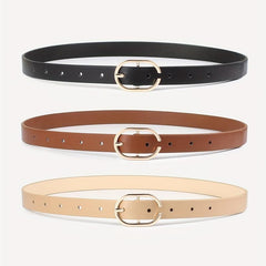 3pcs set Oval Pin Buckle PU Belt Casual Jeans Pants Belt For Women