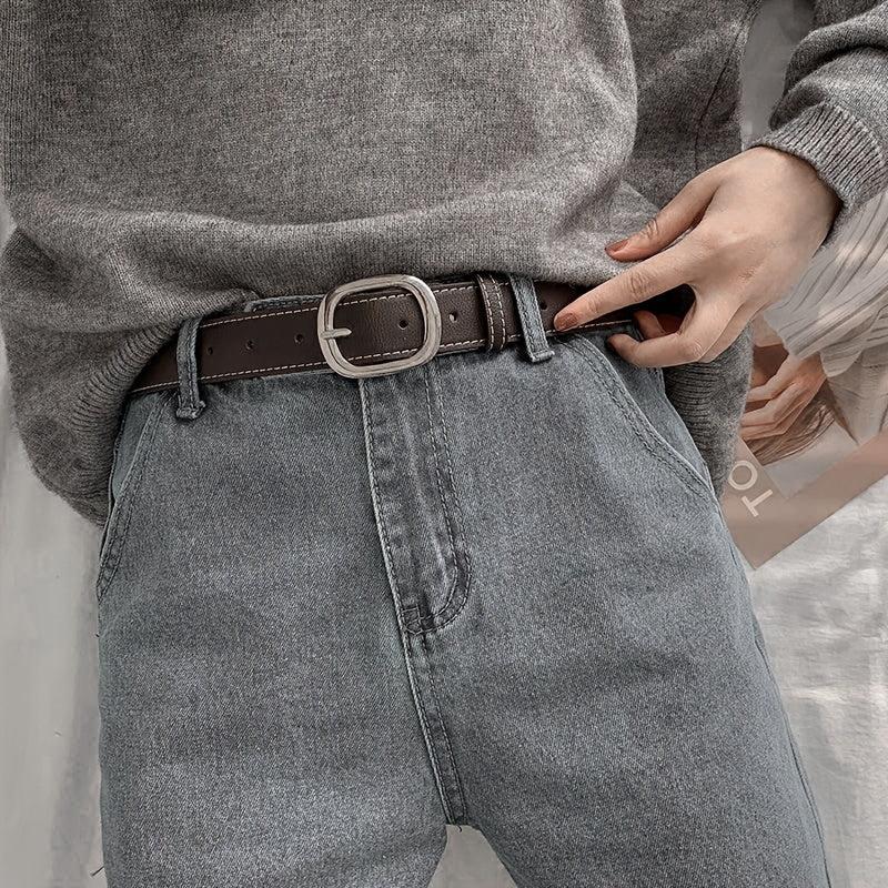 Women's Skinny Waist Buckle Belt for Business Commute