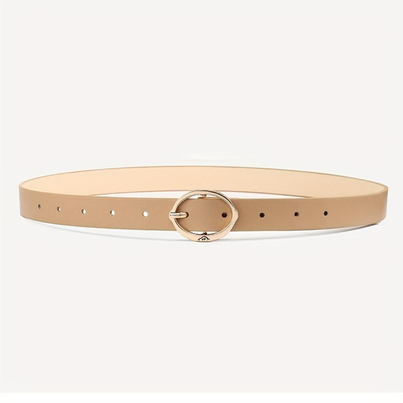 3pcs Oval Pin Buckle Belt Solid PU Belt Decoration Girdle For Women