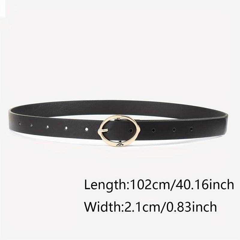 3pcs Oval Pin Buckle Belt Solid PU Belt Decoration Girdle For Women