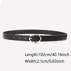 3pcs Oval Pin Buckle Belt Solid PU Belt Decoration Girdle For Women