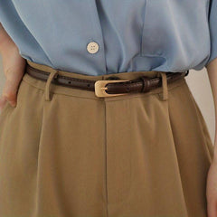 Small Metal Buckle Belt Solid PU Belt Casual Coat Skirt Girdle