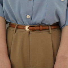 Small Metal Buckle Belt Solid PU Belt Casual Coat Skirt Girdle