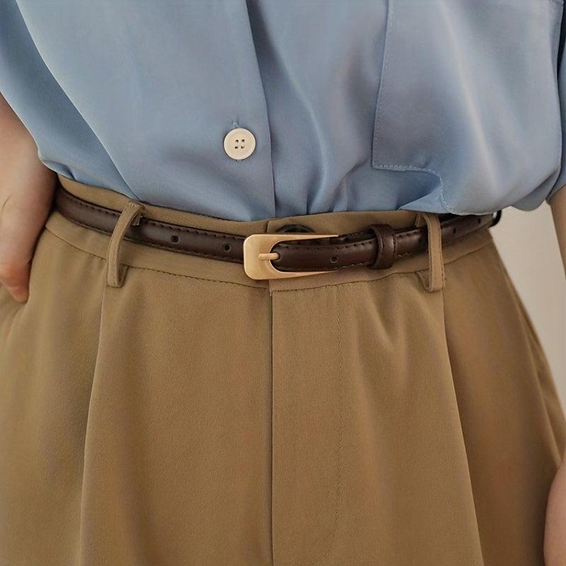 Small Metal Buckle Belt Solid PU Belt Casual Coat Skirt Girdle