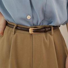 Small Metal Buckle Belt Solid PU Belt Casual Coat Skirt Girdle
