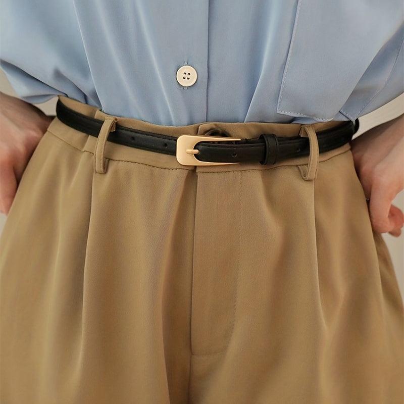Small Metal Buckle Belt Solid PU Belt Casual Coat Skirt Girdle