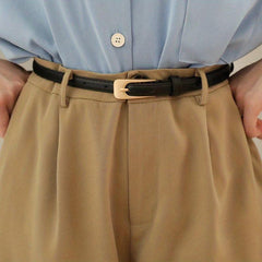 Small Metal Buckle Belt Solid PU Belt Casual Coat Skirt Girdle